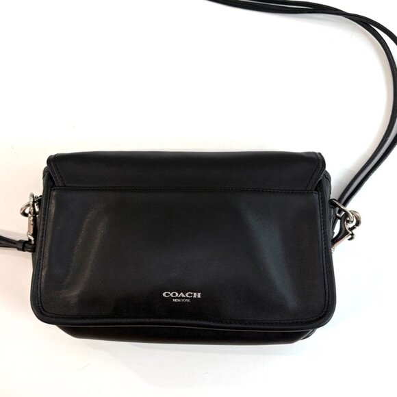 Coach Penelope Crossbody Bag Black Leather Turnlock Flap 23404 Vintage Rare - Picture 10 of 16
